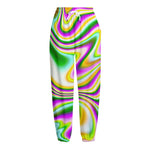 Abstract Holographic Liquid Trippy Print Fleece Lined Knit Pants