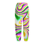 Abstract Holographic Liquid Trippy Print Fleece Lined Knit Pants