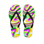 Abstract Holographic Liquid Trippy Print Flip Flops