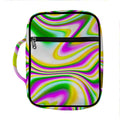 Abstract Holographic Liquid Trippy Print Front Pocket Bible Bag