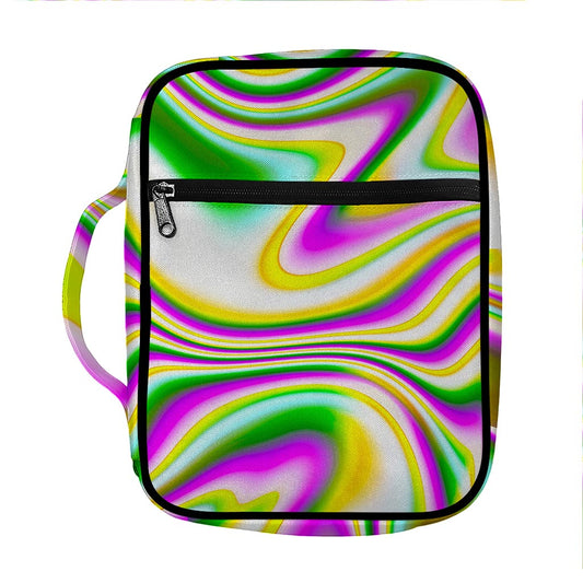 Abstract Holographic Liquid Trippy Print Front Pocket Bible Bag