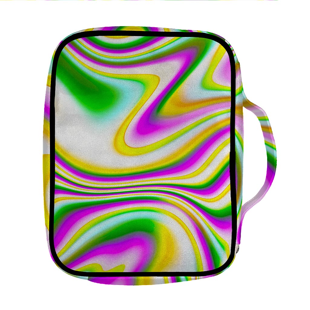 Abstract Holographic Liquid Trippy Print Front Pocket Bible Bag