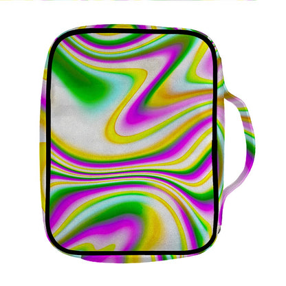 Abstract Holographic Liquid Trippy Print Front Pocket Bible Bag