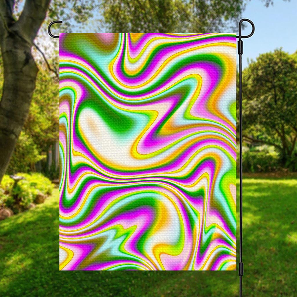 Abstract Holographic Liquid Trippy Print Garden Flag