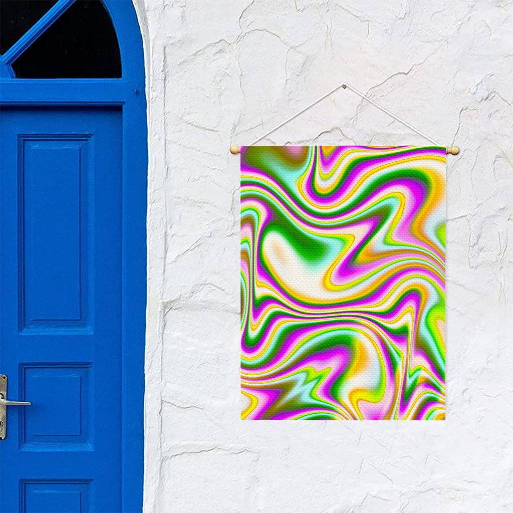 Abstract Holographic Liquid Trippy Print Garden Flag