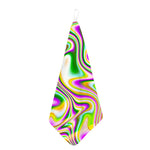 Abstract Holographic Liquid Trippy Print Hand Towel