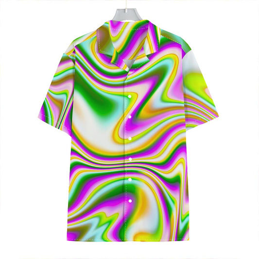 Abstract Holographic Liquid Trippy Print Hawaiian Shirt