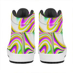 Abstract Holographic Liquid Trippy Print High Top Leather Sneakers