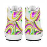 Abstract Holographic Liquid Trippy Print High Top Leather Sneakers