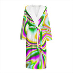 Abstract Holographic Liquid Trippy Print Hooded Bathrobe