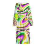 Abstract Holographic Liquid Trippy Print Hooded Bathrobe