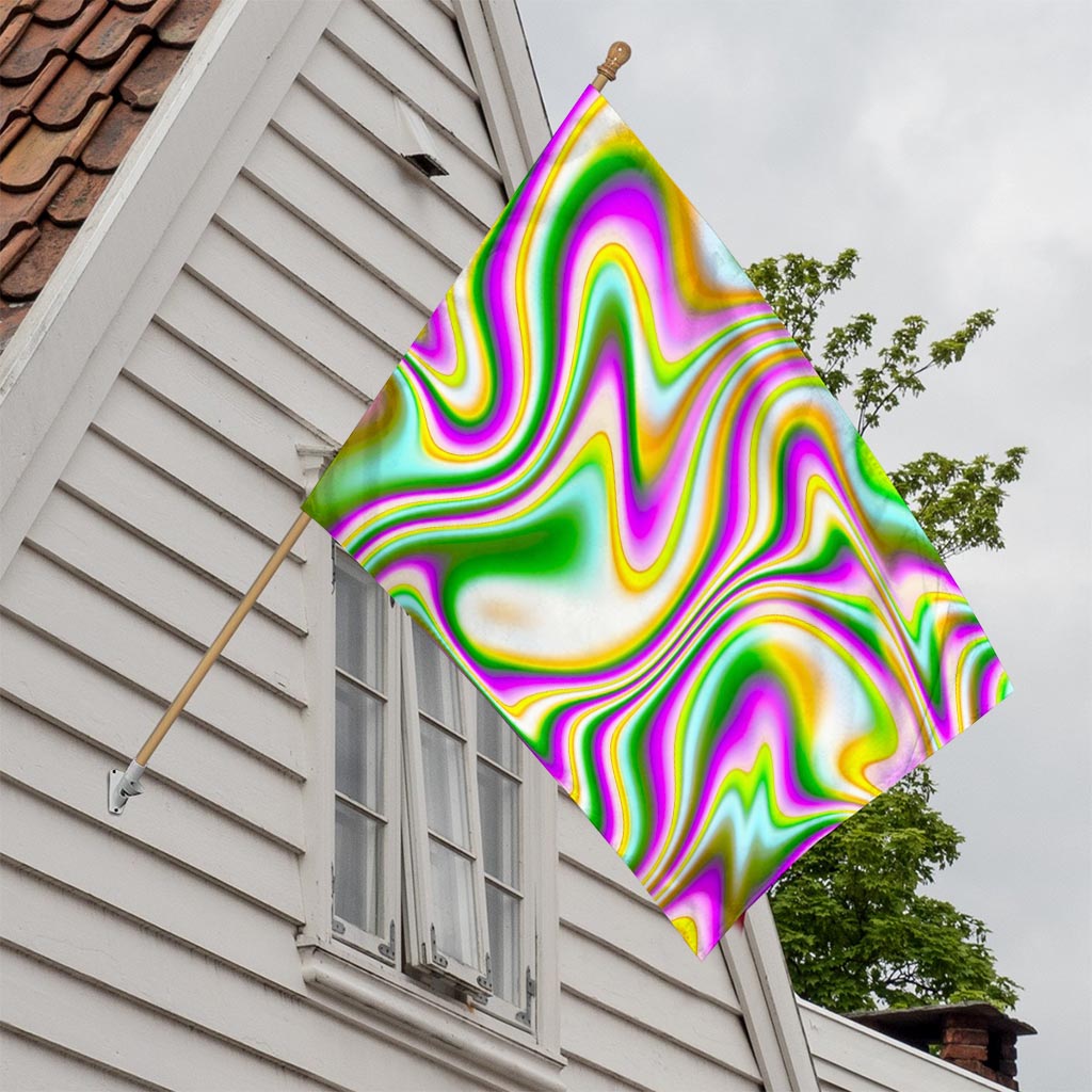 Abstract Holographic Liquid Trippy Print House Flag