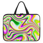 Abstract Holographic Liquid Trippy Print Laptop Sleeve With Handle