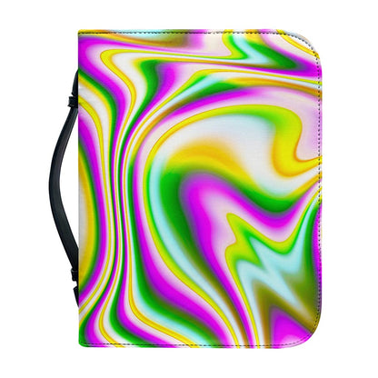 Abstract Holographic Liquid Trippy Print Leather Bible Cover