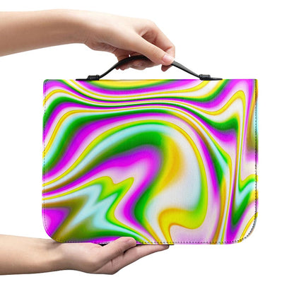 Abstract Holographic Liquid Trippy Print Leather Bible Cover