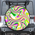 Abstract Holographic Liquid Trippy Print Leather Spare Tire Cover