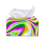 Abstract Holographic Liquid Trippy Print Leather Tissue Box Cover