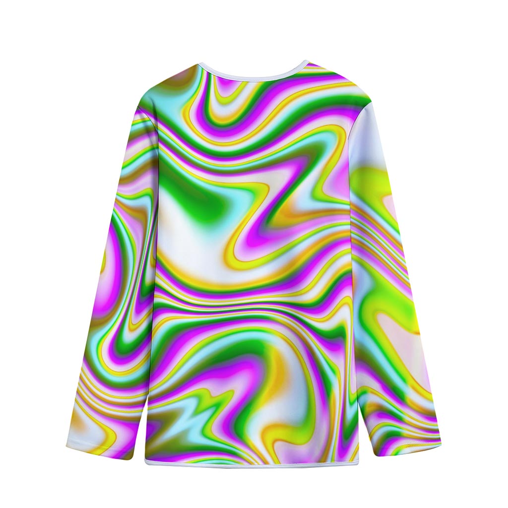 Abstract Holographic Liquid Trippy Print Long Sleeve Short Coat
