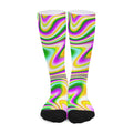 Abstract Holographic Liquid Trippy Print Long Socks