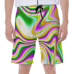 Abstract Holographic Liquid Trippy Print Men's Beach Shorts