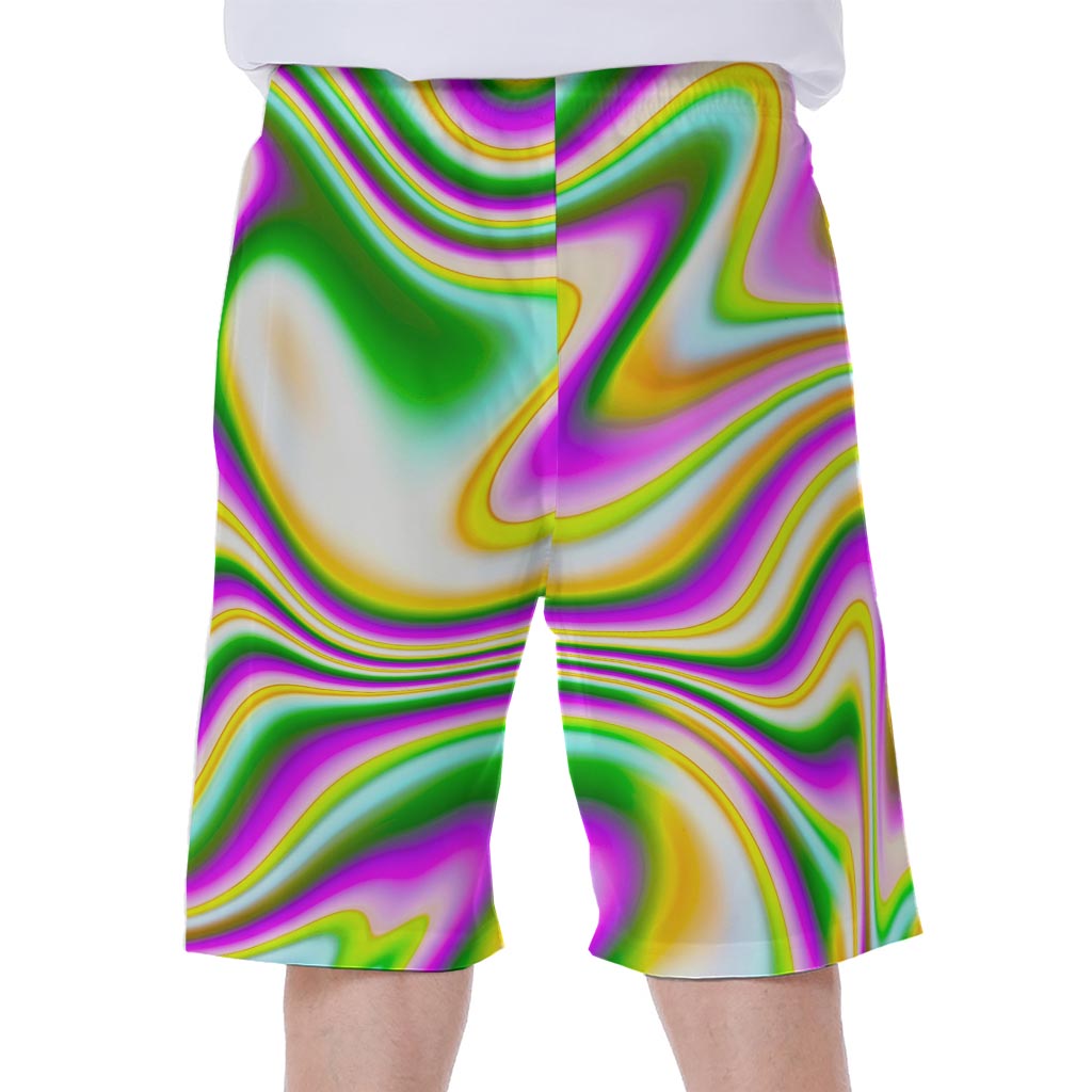 Abstract Holographic Liquid Trippy Print Men's Beach Shorts