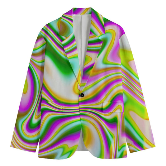 Abstract Holographic Liquid Trippy Print Men's Blazer