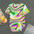 Abstract Holographic Liquid Trippy Print Men's Bodysuit