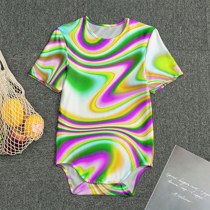 Abstract Holographic Liquid Trippy Print Men's Bodysuit