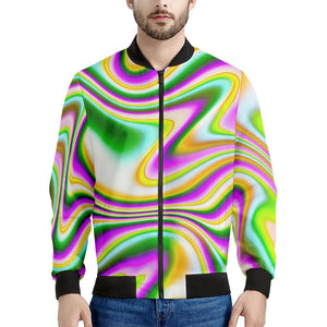 Abstract Holographic Liquid Trippy Print Men's Bomber Jacket