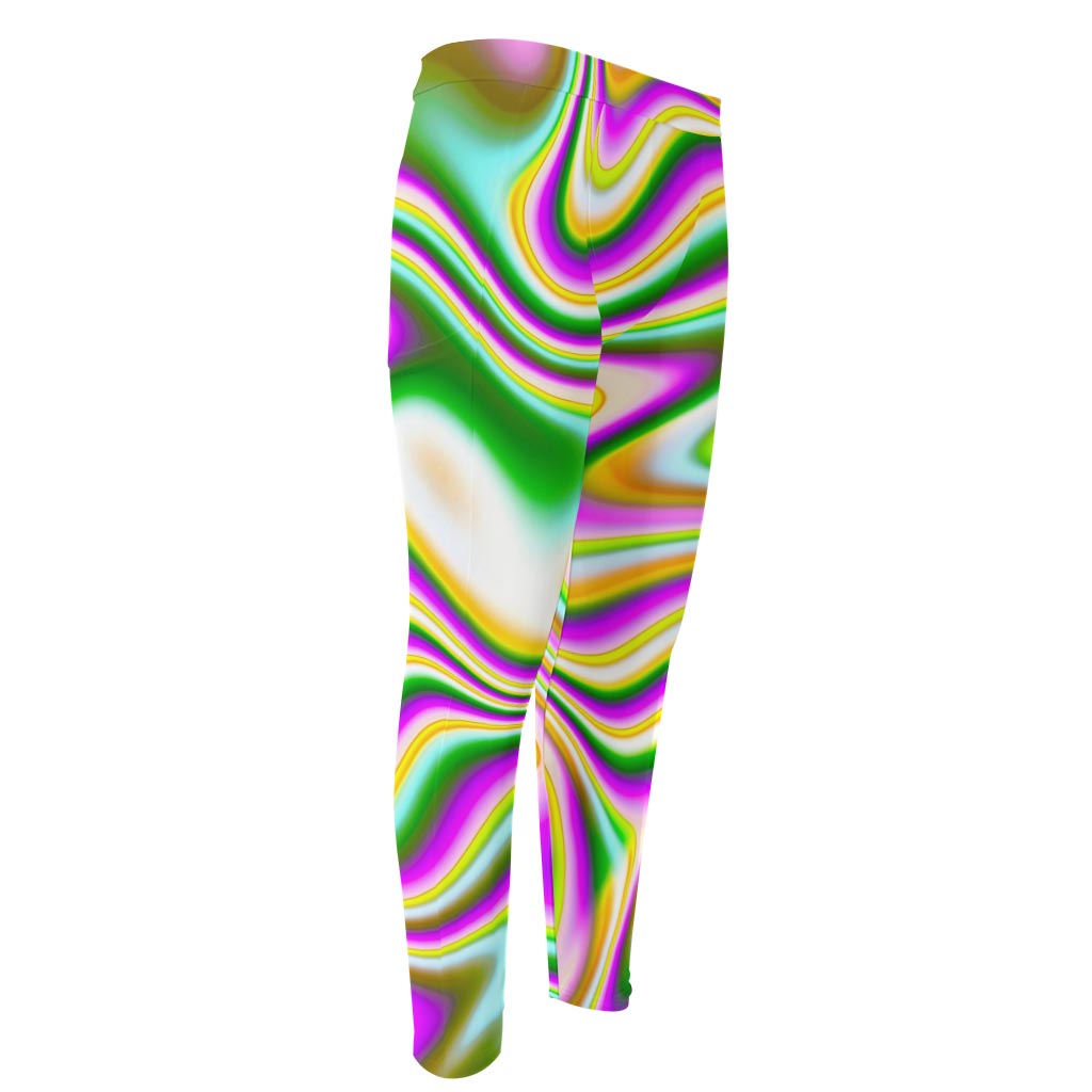 Abstract Holographic Liquid Trippy Print Men's Compression Pants