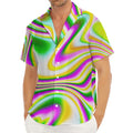 Abstract Holographic Liquid Trippy Print Men's Deep V-Neck Shirt