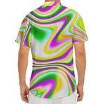 Abstract Holographic Liquid Trippy Print Men's Deep V-Neck Shirt