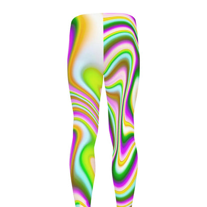 Abstract Holographic Liquid Trippy Print Men's leggings