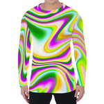Abstract Holographic Liquid Trippy Print Men's Long Sleeve T-Shirt