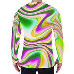 Abstract Holographic Liquid Trippy Print Men's Long Sleeve T-Shirt