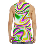 Abstract Holographic Liquid Trippy Print Men's Muscle Tank Top