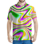 Abstract Holographic Liquid Trippy Print Men's Polo Shirt