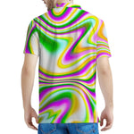 Abstract Holographic Liquid Trippy Print Men's Polo Shirt