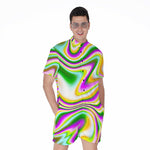 Abstract Holographic Liquid Trippy Print Men's Rompers