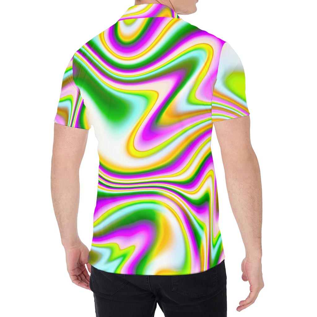 Abstract Holographic Liquid Trippy Print Men's Shirt