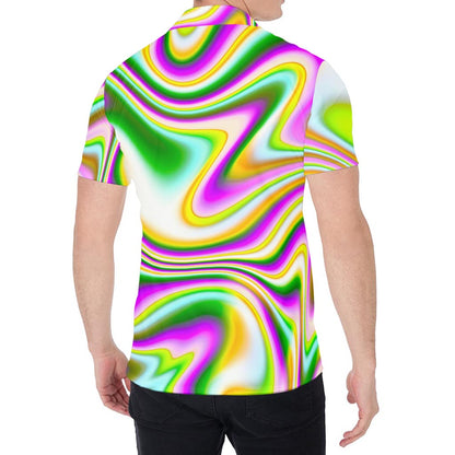 Abstract Holographic Liquid Trippy Print Men's Shirt