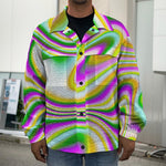 Abstract Holographic Liquid Trippy Print Men's Shirt Jacket