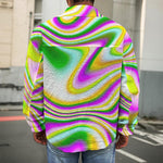 Abstract Holographic Liquid Trippy Print Men's Shirt Jacket