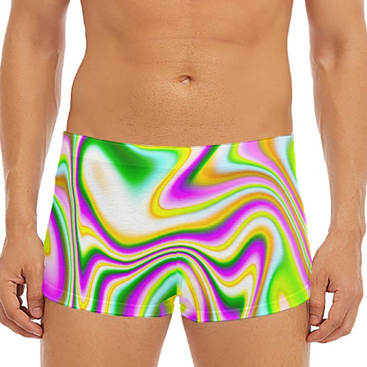 Abstract Holographic Liquid Trippy Print Men's Short Boxer Briefs