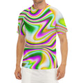 Abstract Holographic Liquid Trippy Print Men's Short Sleeve Rash Guard