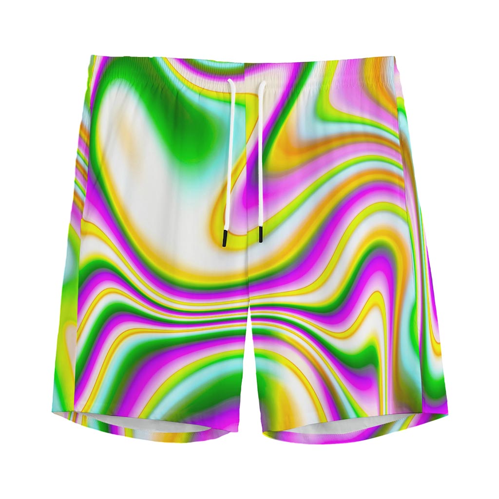 Abstract Holographic Liquid Trippy Print Men's Sports Shorts