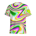 Abstract Holographic Liquid Trippy Print Men's Sports T-Shirt
