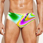 Abstract Holographic Liquid Trippy Print Men's Swim Briefs