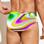 Abstract Holographic Liquid Trippy Print Men's Swim Briefs