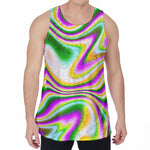 Abstract Holographic Liquid Trippy Print Men's Velvet Tank Top